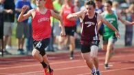 Sauquoit Valley's Justin Zimmer edges Frankfort's Joe Streeter for the boy's 100 meter dash title. (Photo By Jeff Pexton Perfect Game Imaging)