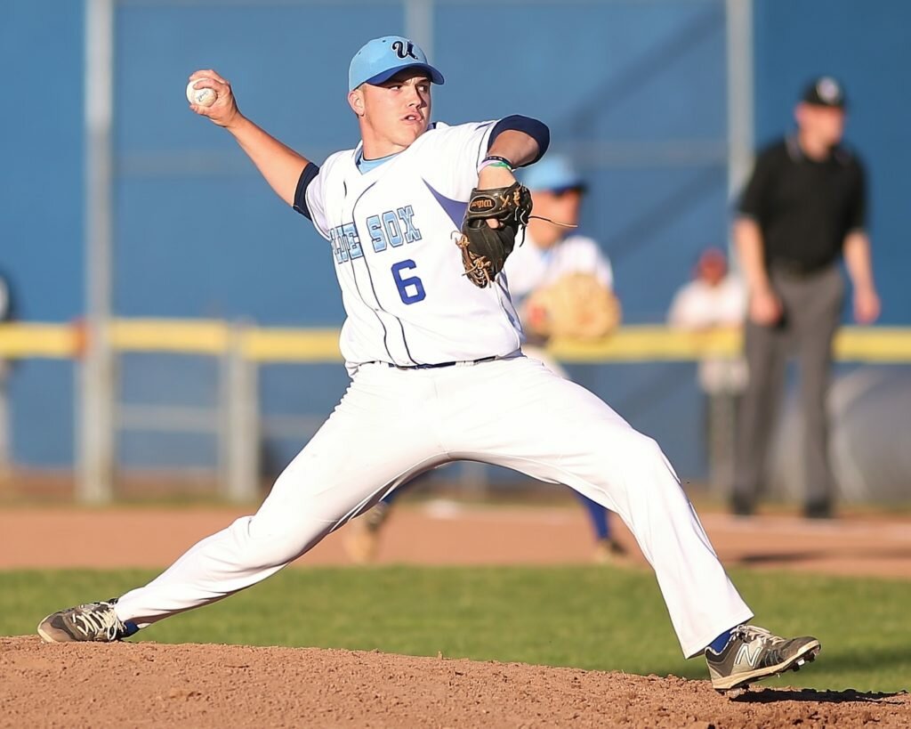 Mike Hope Fanned 10 Newark Pilots in Tuesday Night's Win for Utica. Photo By - Jeff Pexton - Perfect Game Imaging)